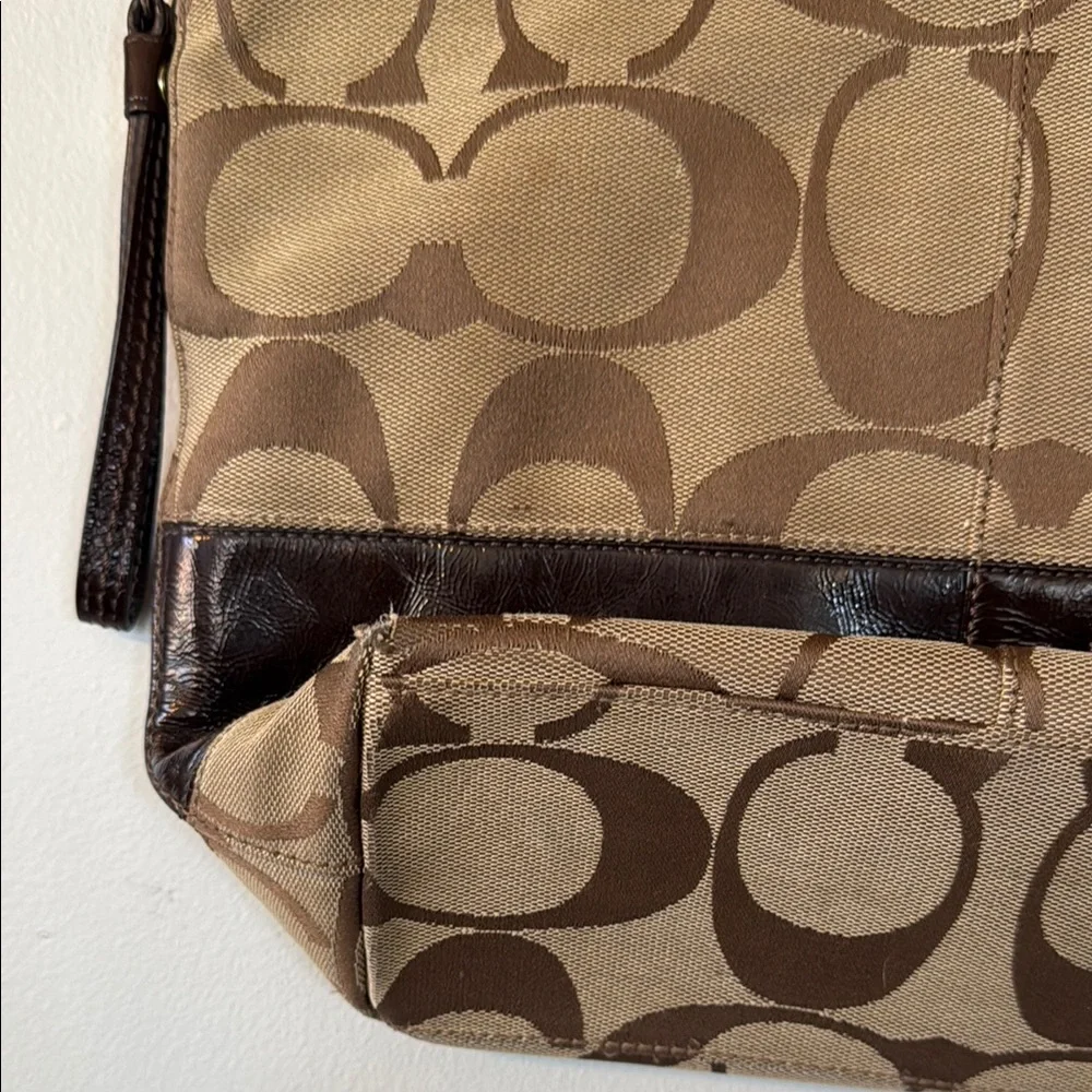 Coach Brown Tan Signature Tote Bag